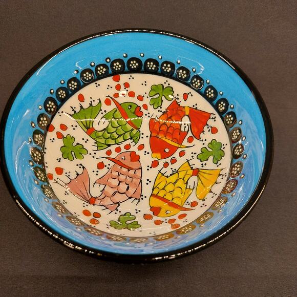 Nimet | Accents | Nimet Classical Design Handpainted Turkish  Nimet Vintage Classical Turkish Porcelain Bowl Colorful Fish Design Trinket Bowl